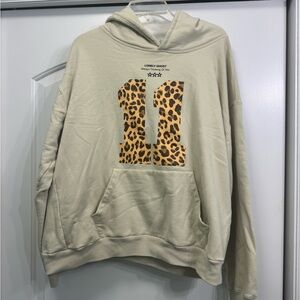 Lonely Ghost Tan Hoodie with Leopard Details